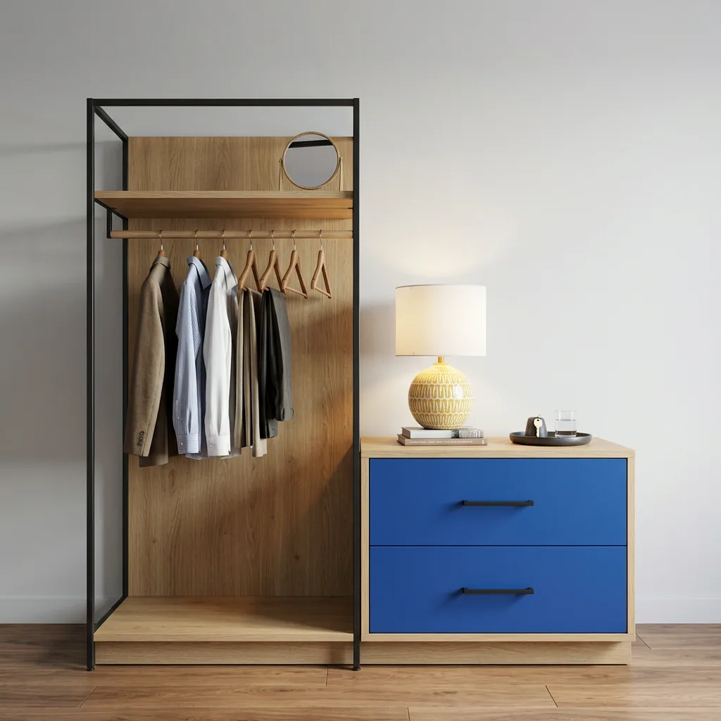 Hotel dresser and open wardrobe unit by Nerval