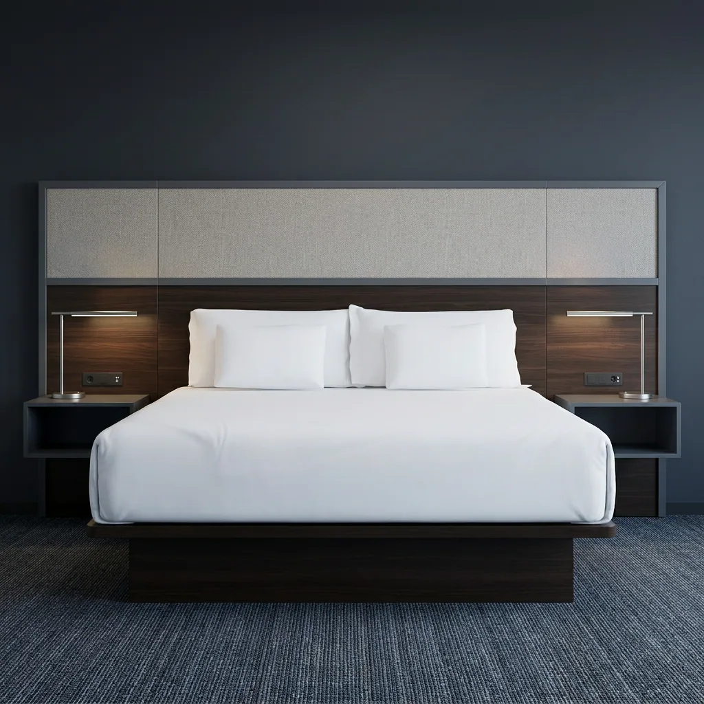 Upholstered and laminate hotel headboard by Nerval