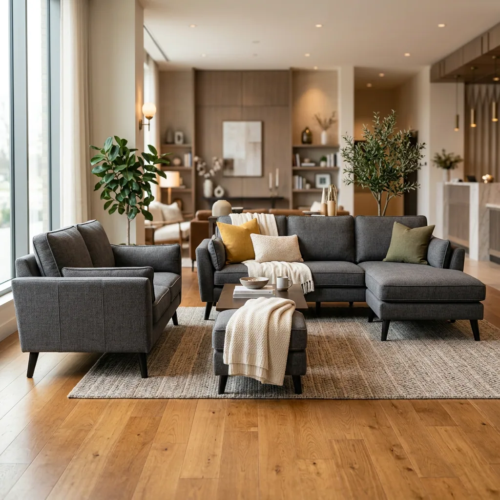 Hotel suite sofa and sectional grouping by Nerval