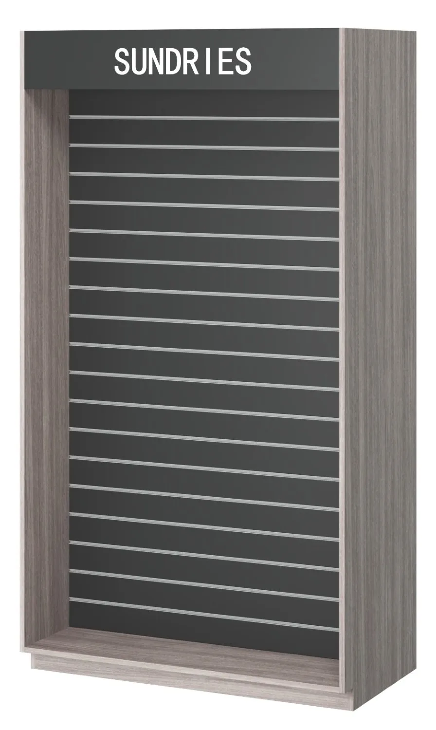 MM2 Sundries bay — full-height slatwall panel with adjustable hooks