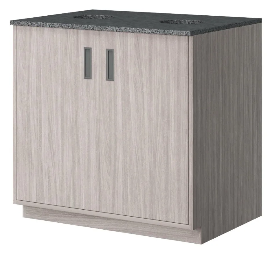 MM4 Waste and counter bay — stone-topped base counter with waste cutouts