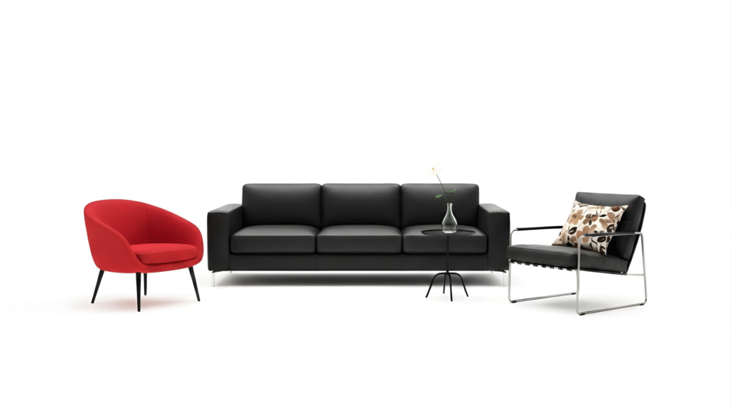 Hospitality soft furniture including sofa, lounge chairs, and accent seating designed for comfort, durability, and modern hotel interiors.